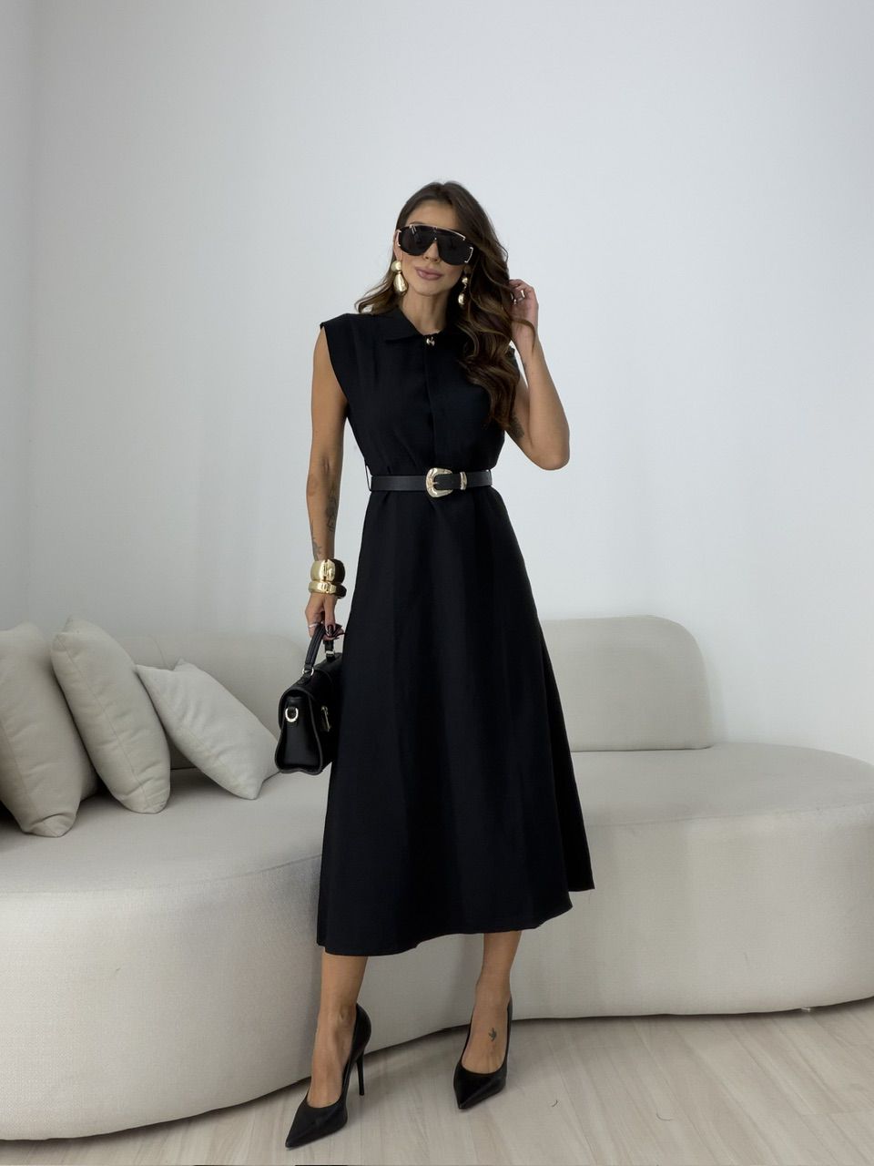 VESTIDO BERENICE GOLA PRETO
