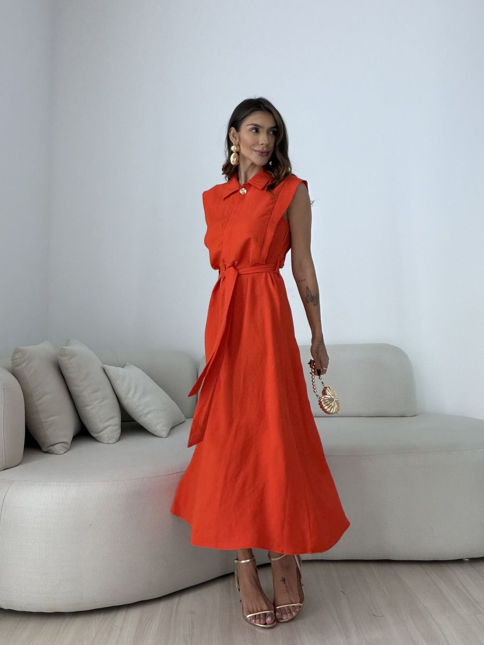 VESTIDO BERENICE GOLA VERMELHO - 0079420277 - CAROLLA FERRARO