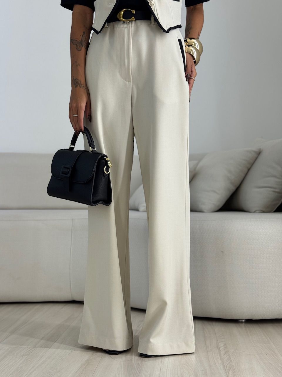 CONJUNTO ANA MARA COLETE CALÇA AREIA