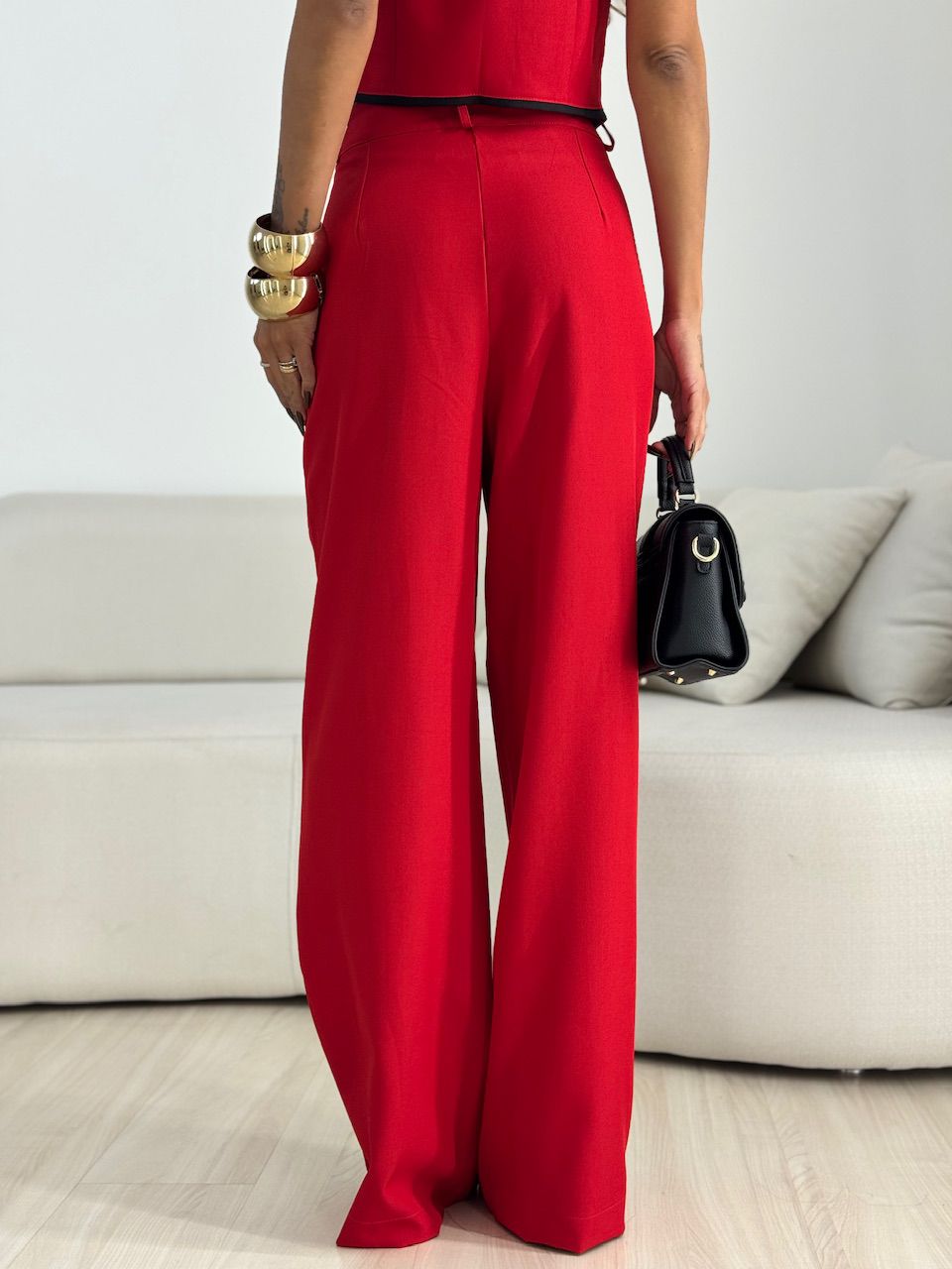 CONJUNTO ANA MARA COLETE CALÇA VERMELHO