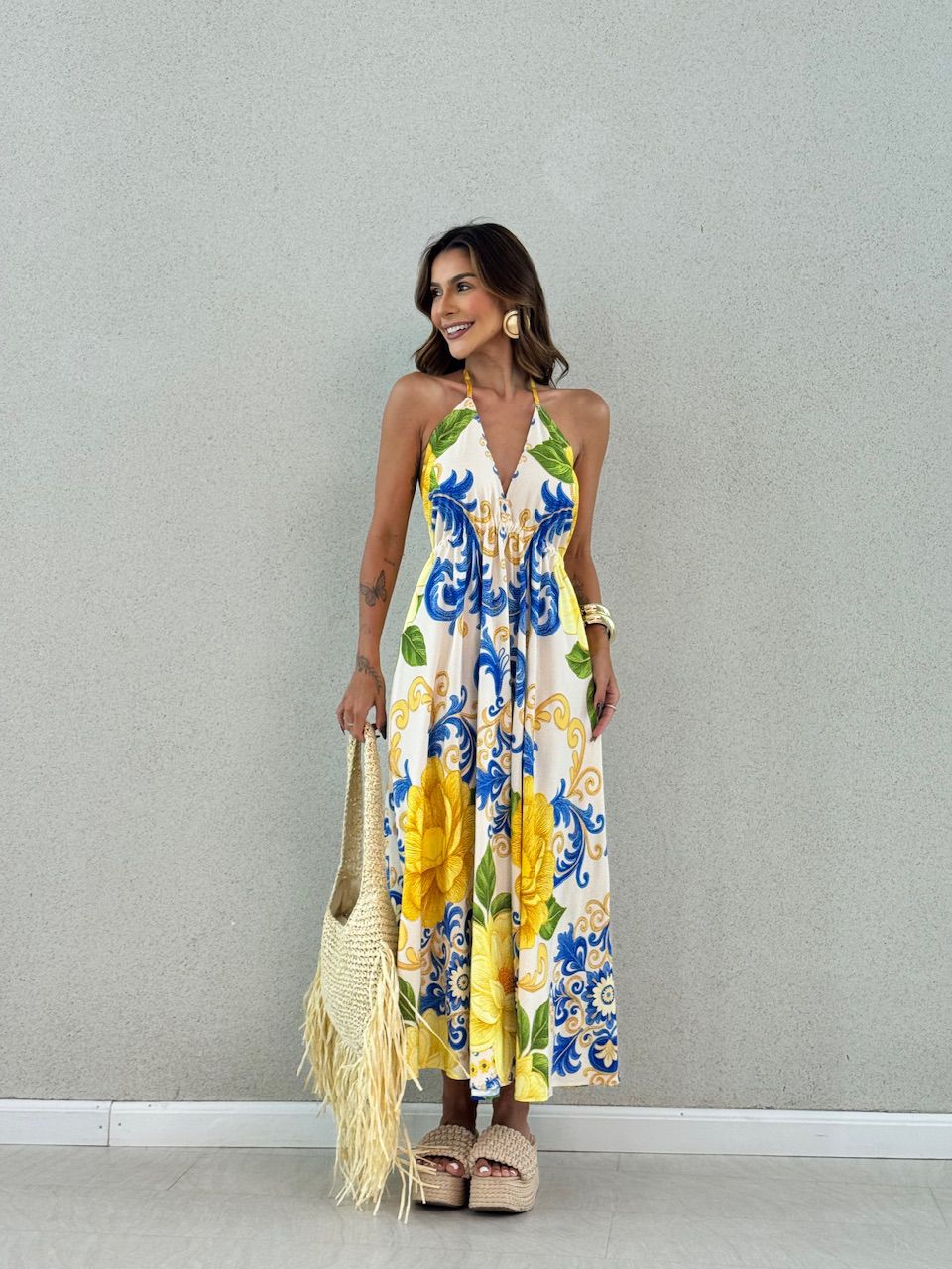 VESTIDO OLIVIA AMARRAÇÃO AMARELO