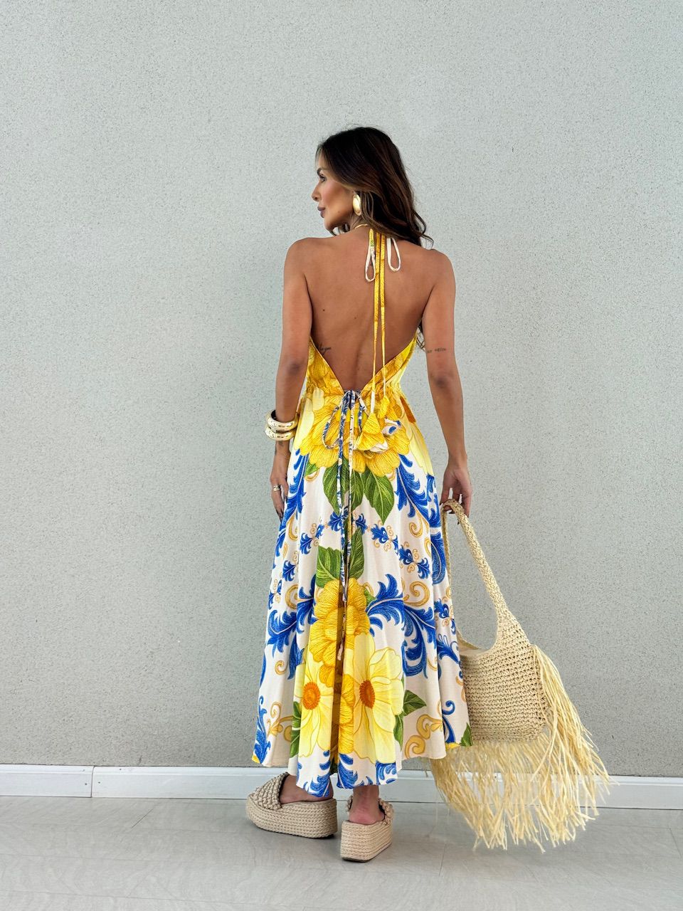 VESTIDO OLIVIA AMARRAÇÃO AMARELO