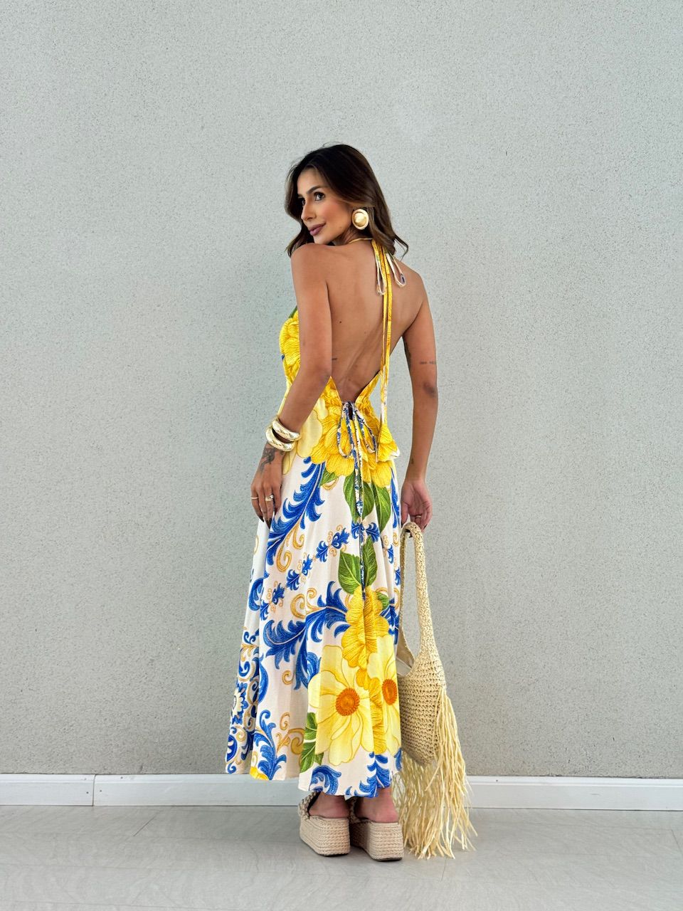 VESTIDO OLIVIA AMARRAÇÃO AMARELO