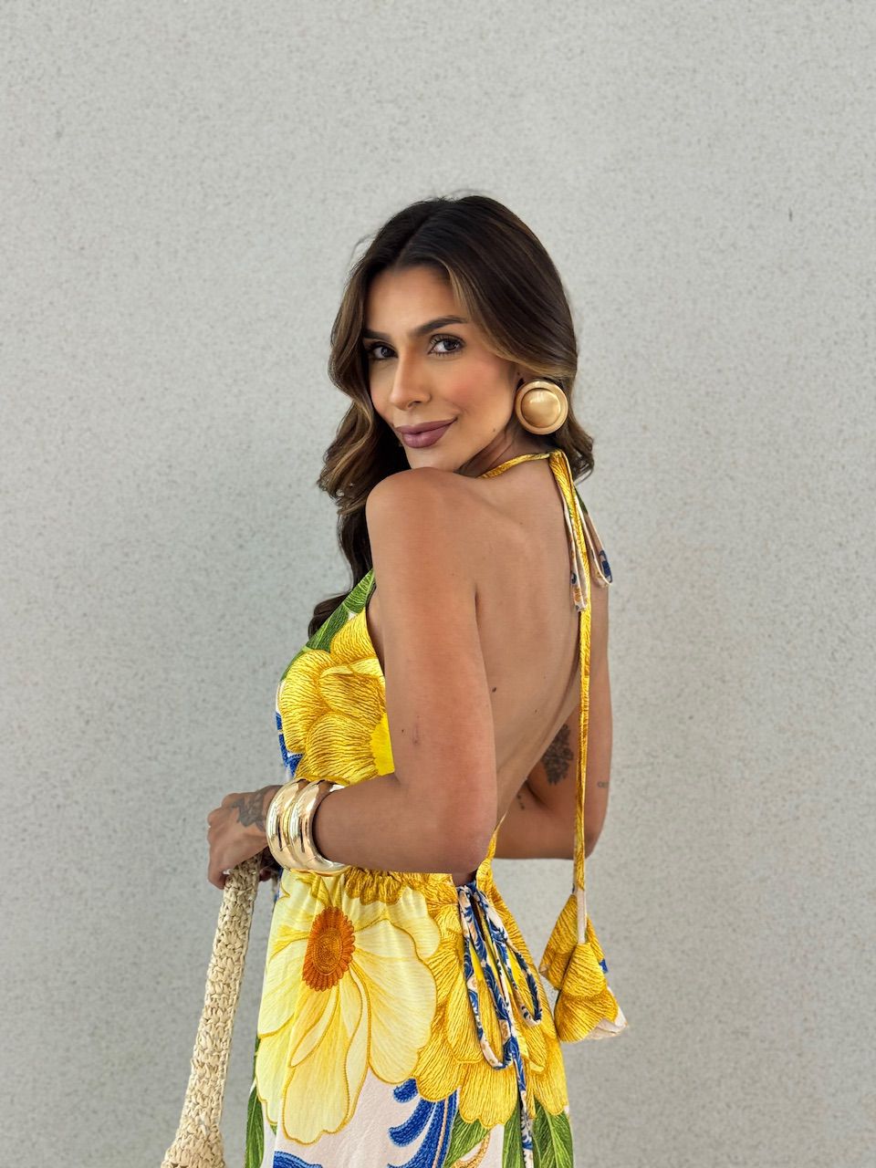 VESTIDO OLIVIA AMARRAÇÃO AMARELO