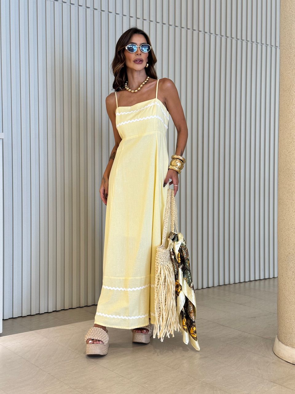 VESTIDO SOLANGE ALÇA YELLOW BUTTER - 0070950431 - CAROLLA FERRARO