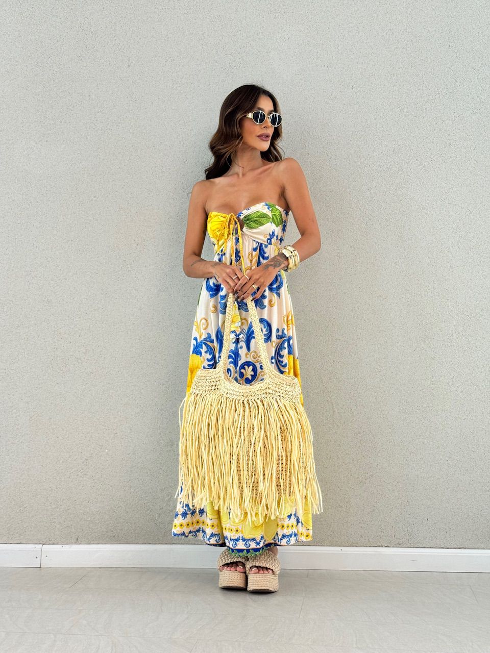 VESTIDO TATIANA ESTAMPADO AMARELO