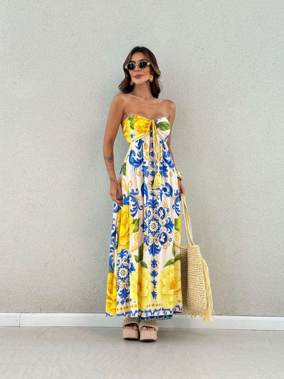 VESTIDO TATIANA ESTAMPADO AMARELO