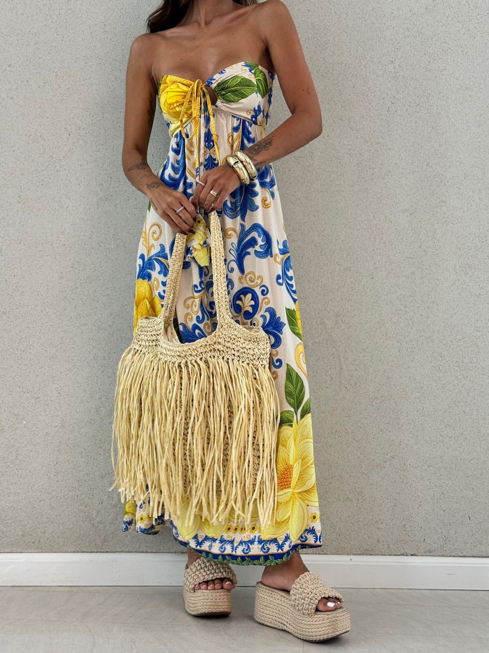 VESTIDO TATIANA ESTAMPADO AMARELO