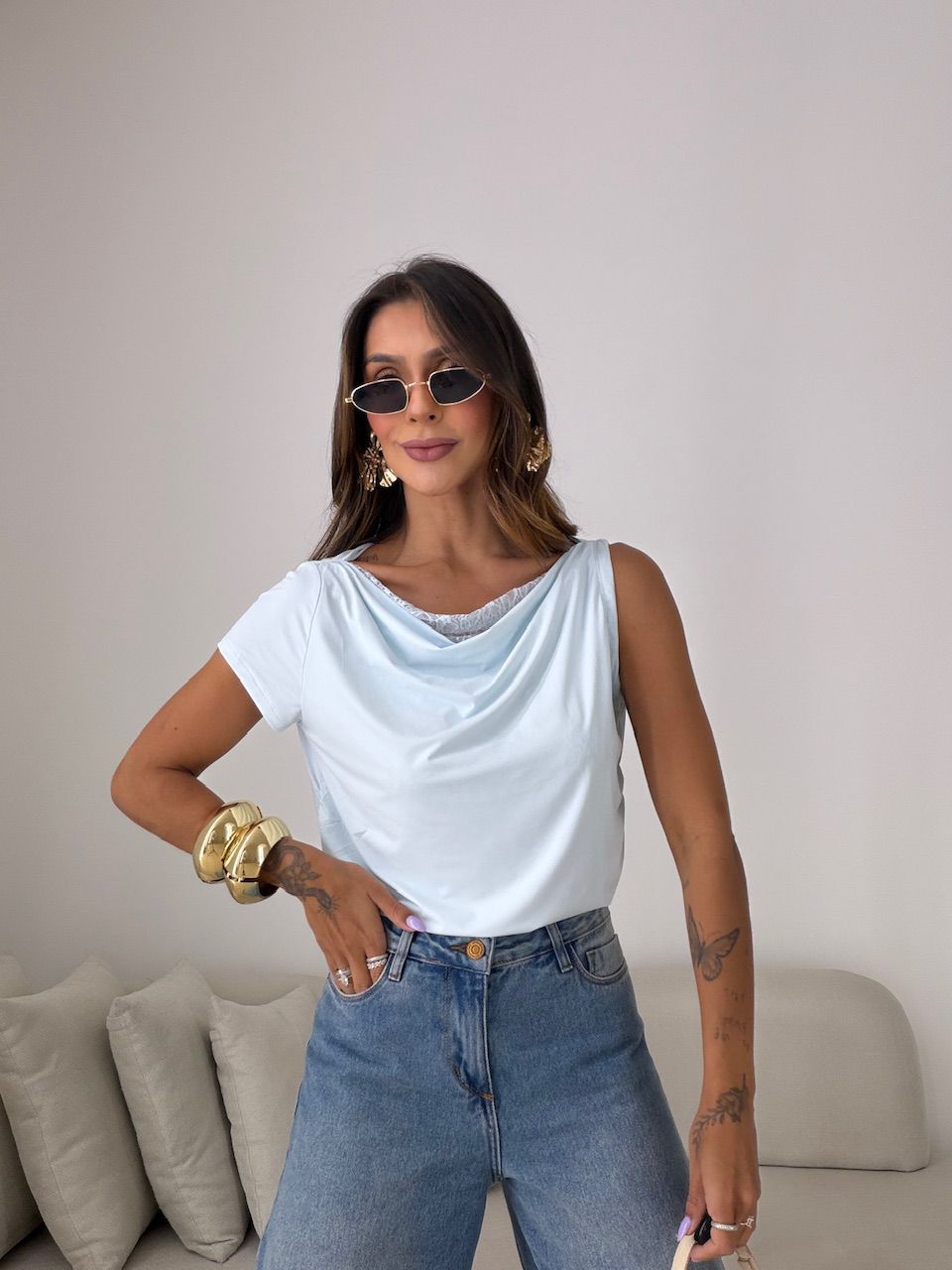 BLUSA HELOÍSA RENDA AZUL