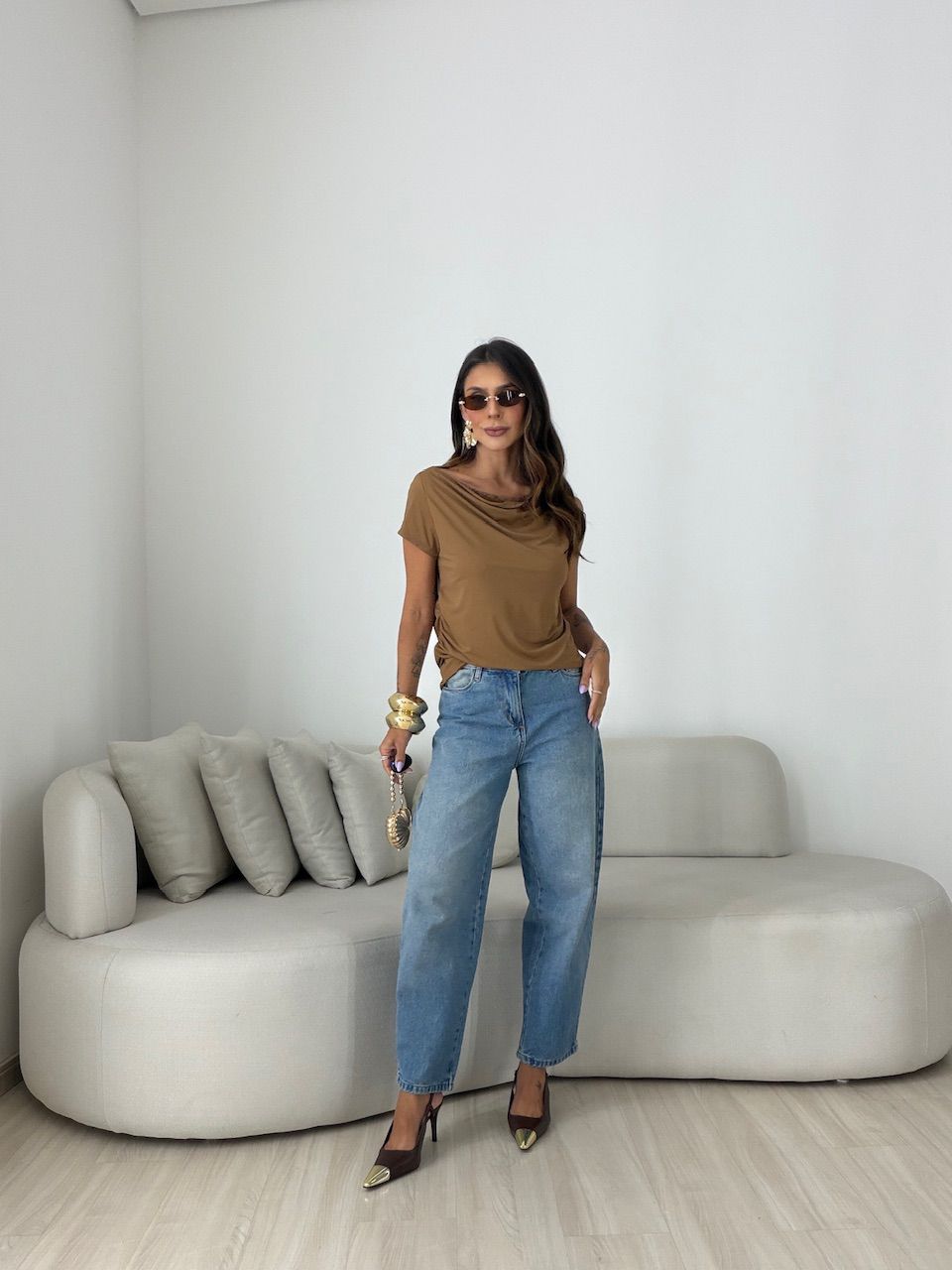 BLUSA HELOÍSA RENDA MARROM