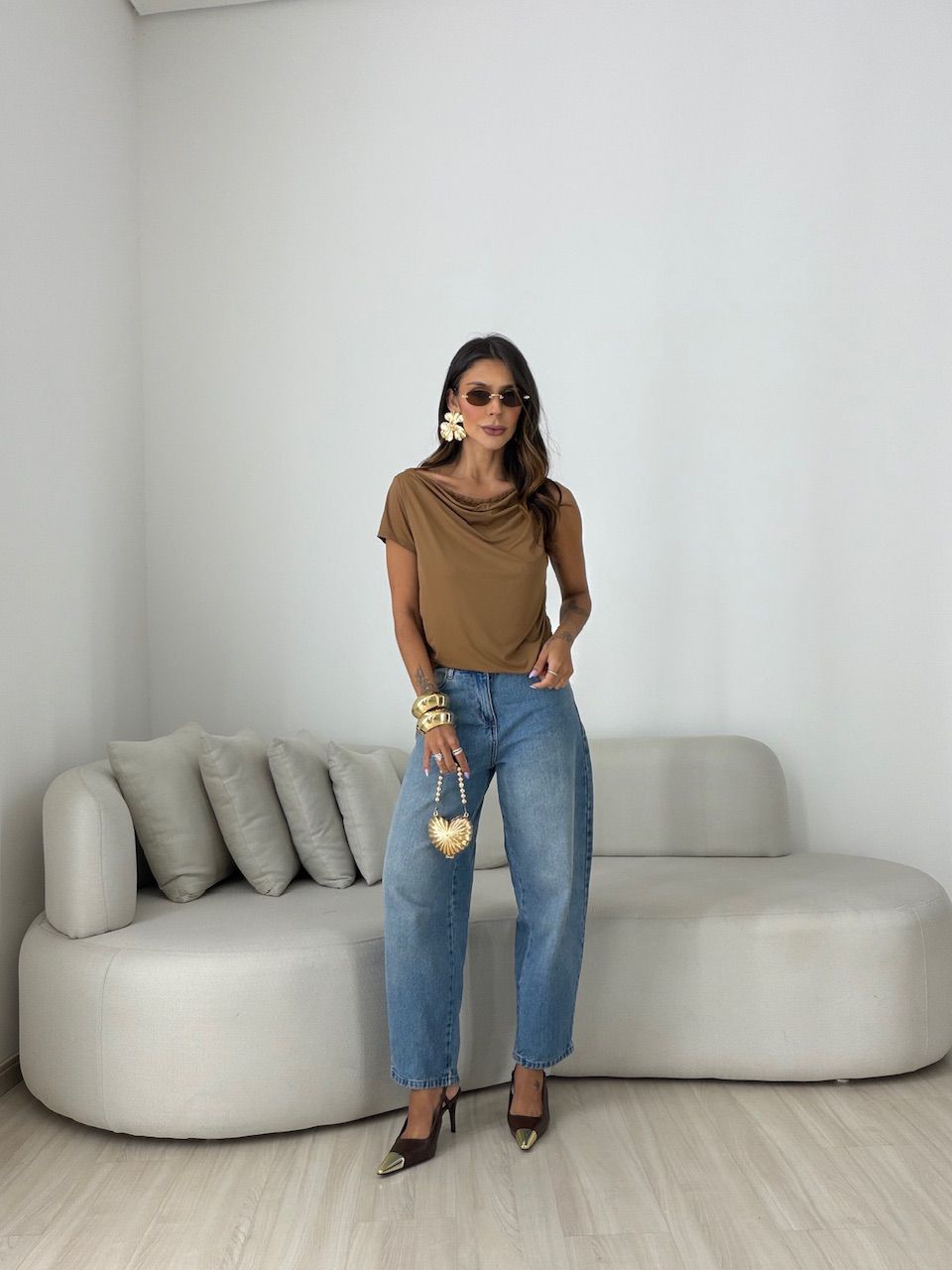 BLUSA HELOÍSA RENDA MARROM