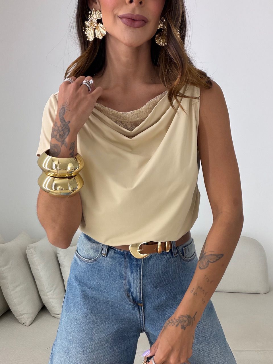 BLUSA HELOÍSA RENDA NUDE
