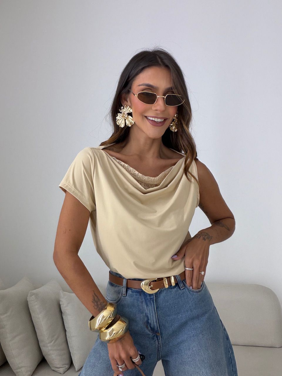 BLUSA HELOÍSA RENDA NUDE