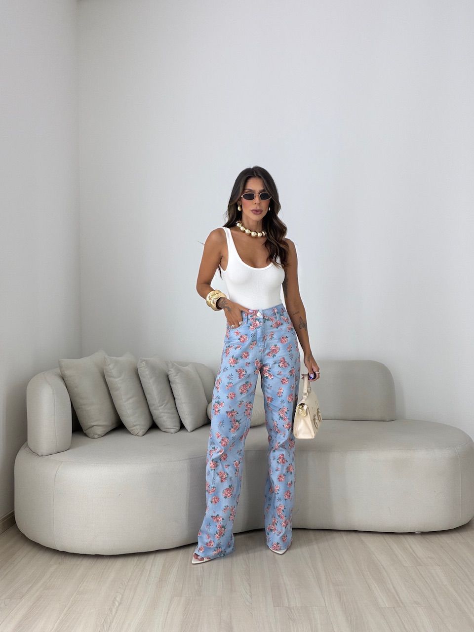 CALÇA CLARICE FLORAL AZUL