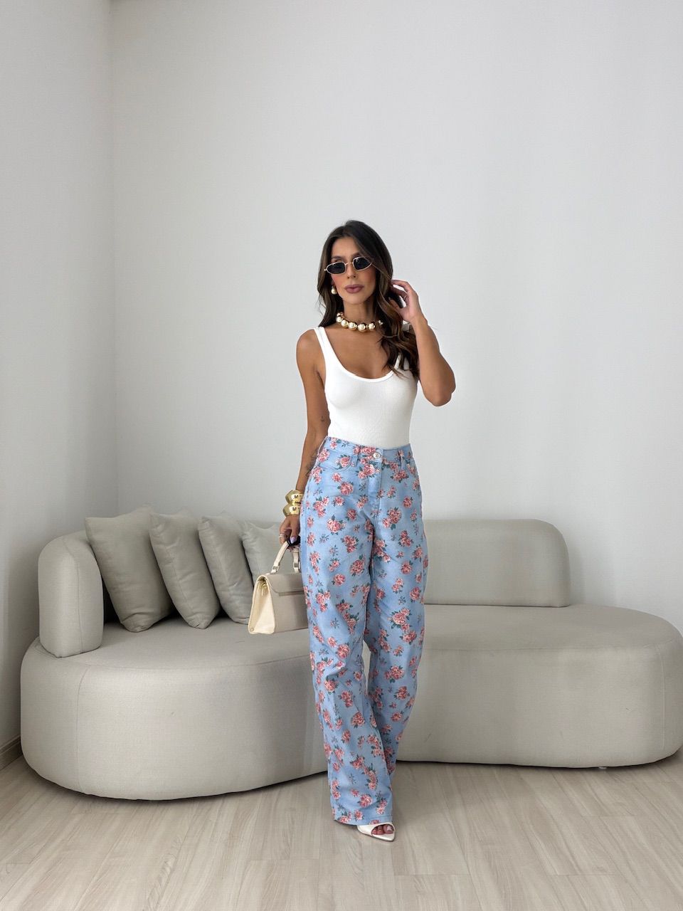 CALÇA CLARICE FLORAL AZUL
