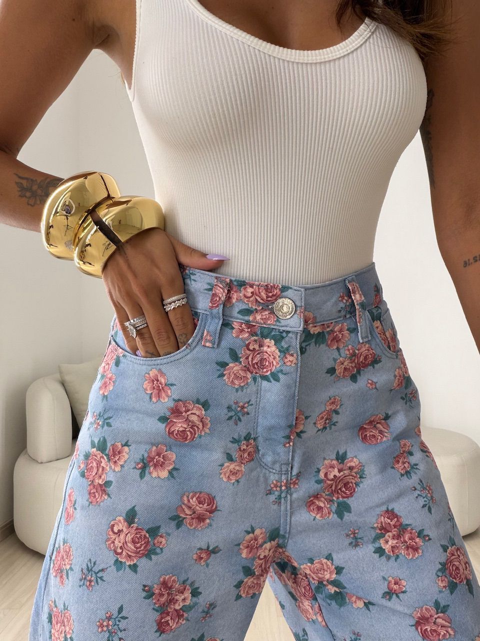 CALÇA CLARICE FLORAL AZUL