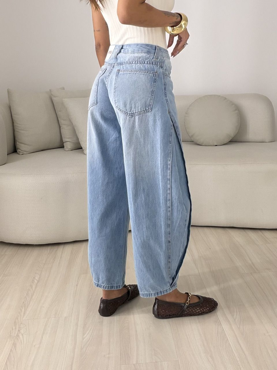 CALÇA ELIANE BARREL JEANS CLARO