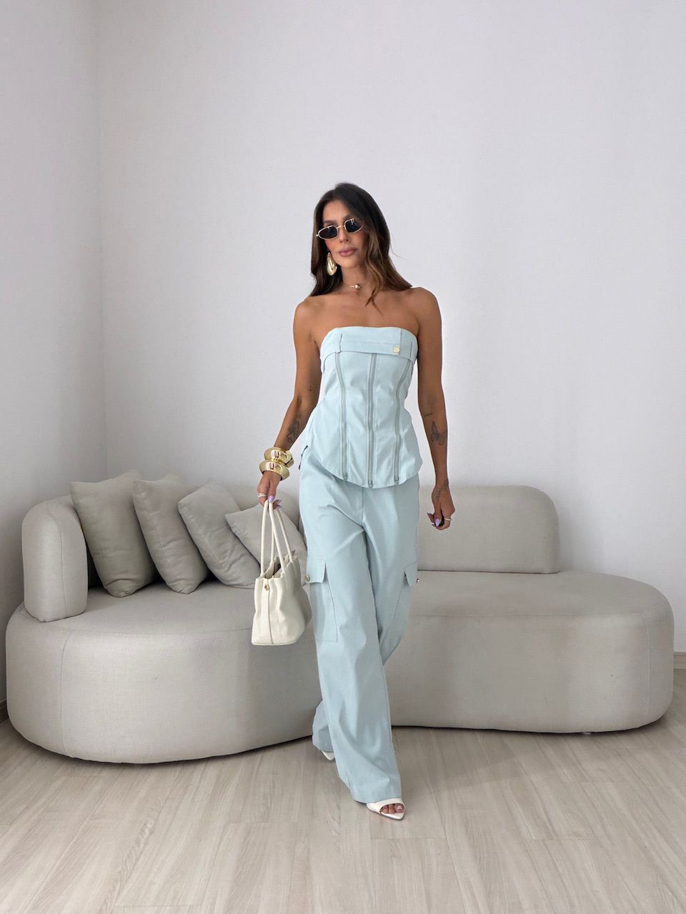 CONJUNTO BRENDA TOMARA QUE CAIA AZUL