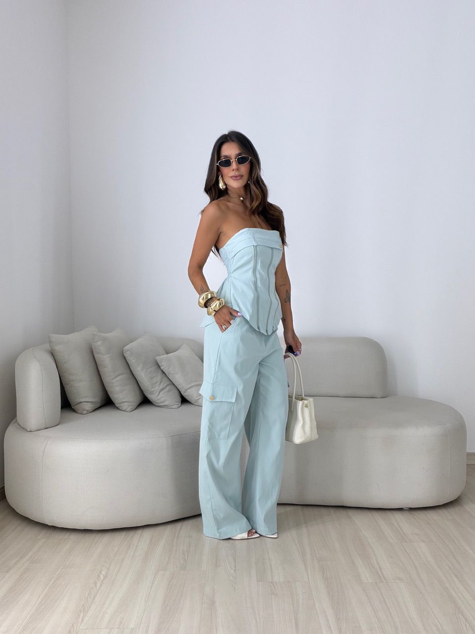 CONJUNTO BRENDA TOMARA QUE CAIA AZUL