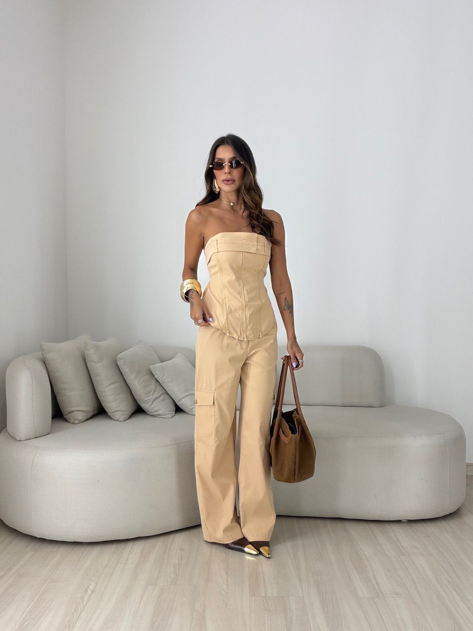 CONJUNTO BRENDA TOMARA QUE CAIA NUDE - 0082630049 - CAROLLA FERRARO