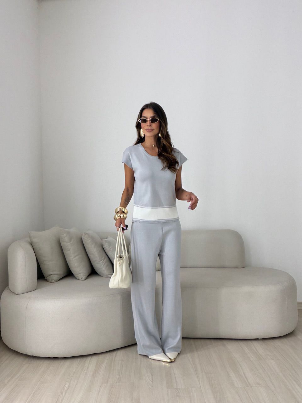 CONJUNTO VALÉRIA TRICOT CINZA