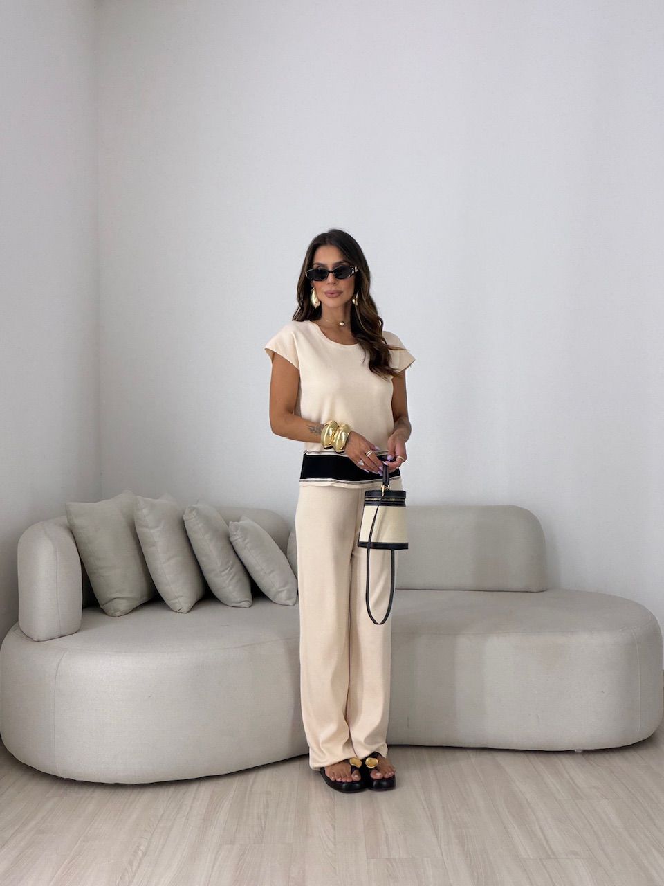 CONJUNTO VALÉRIA TRICOT CREME - 0082650087 - CAROLLA FERRARO