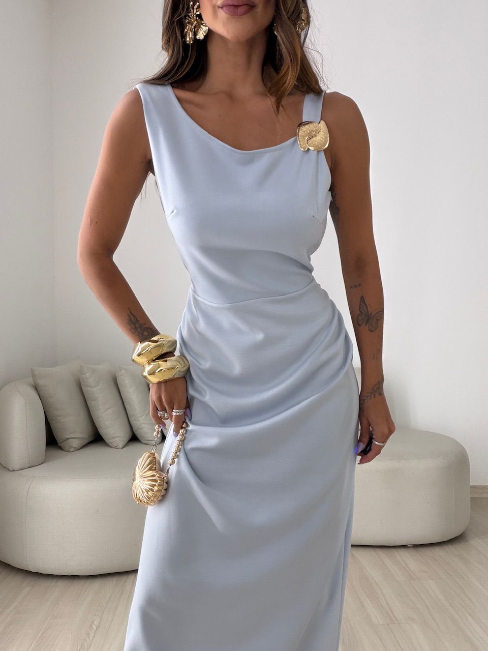VESTIDO NOEMI METAL AZUL