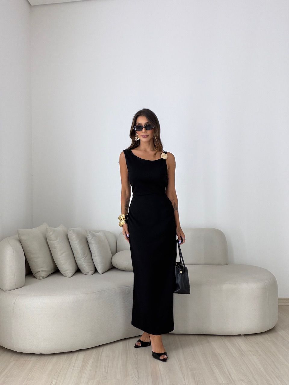 VESTIDO NOEMI METAL PRETO