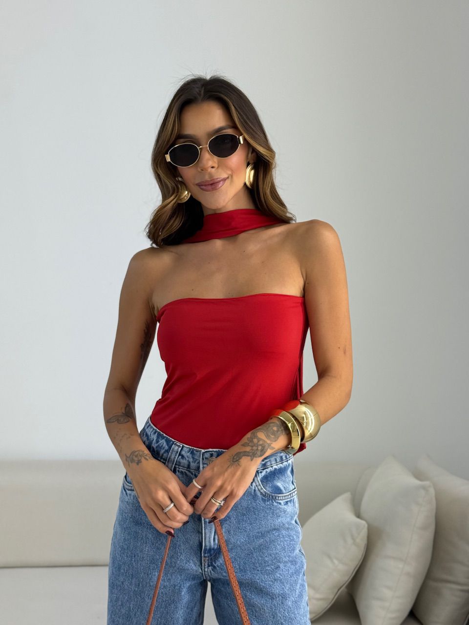 BLUSA LOUISE CF TOMARA QUE CAIA VERMELHA - 0071640... - CAROLLA FERRARO