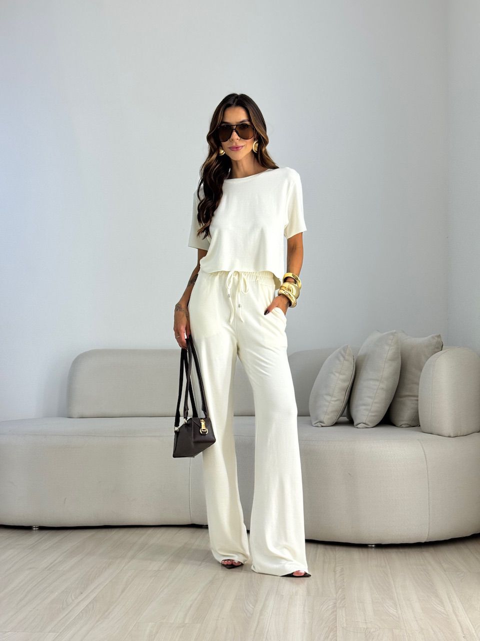 CONJUNTO DANIELE CALÇA MARFIM - 0071730056 - CAROLLA FERRARO