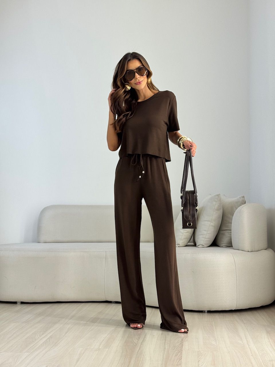 CONJUNTO DANIELE CALÇA MARROM