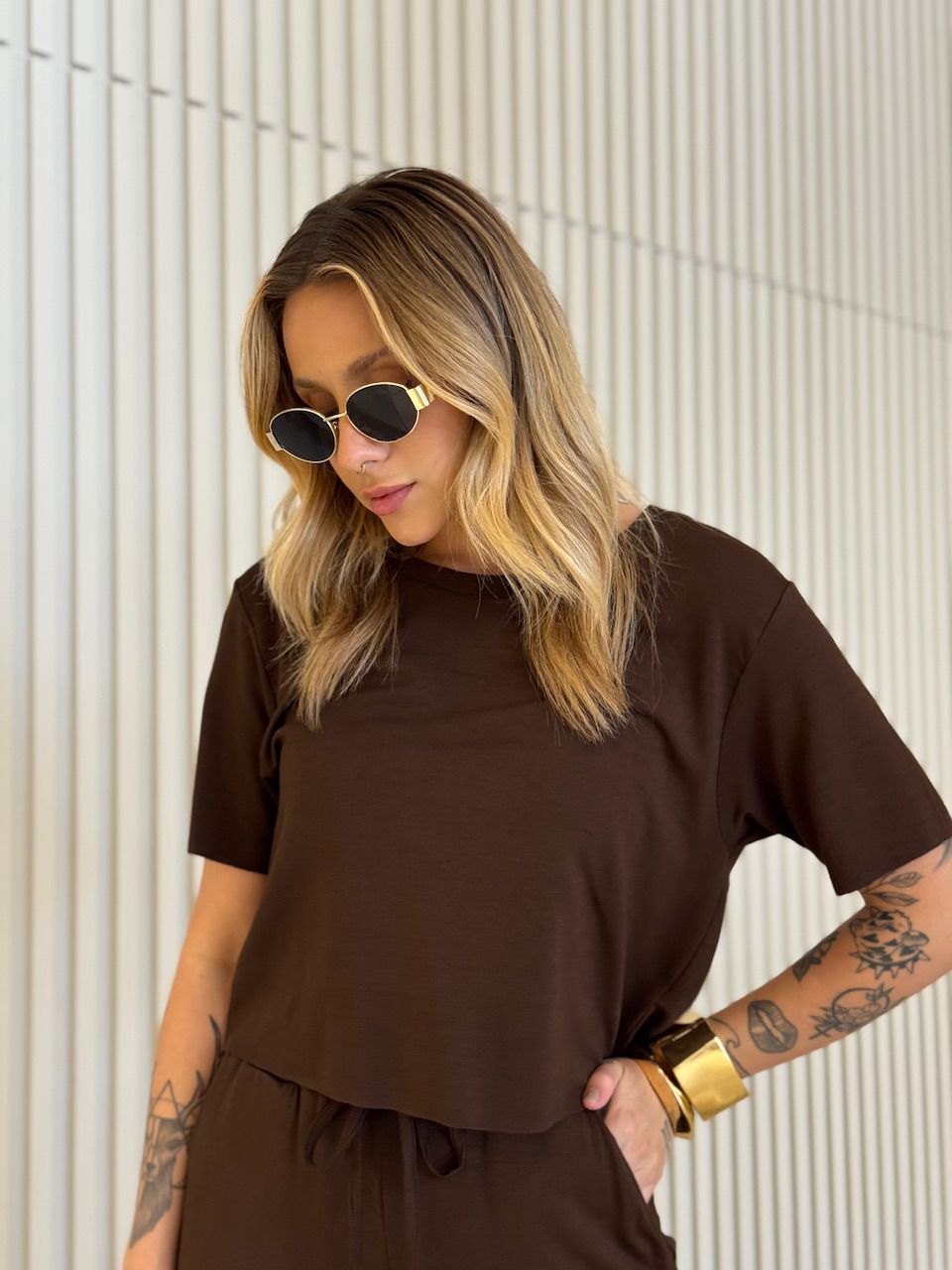 CONJUNTO DANIELE CALÇA MARROM