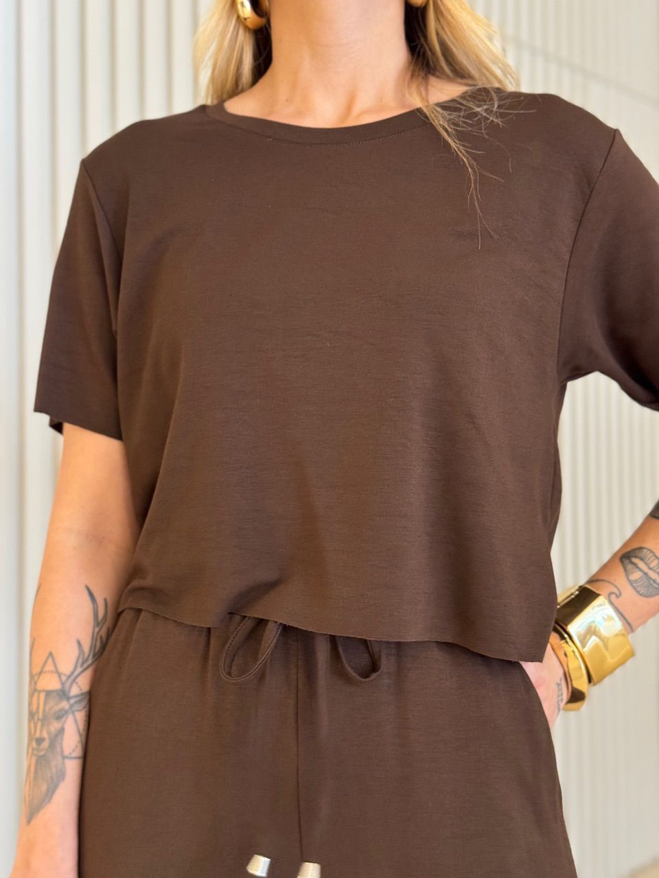 CONJUNTO DANIELE CALÇA MARROM