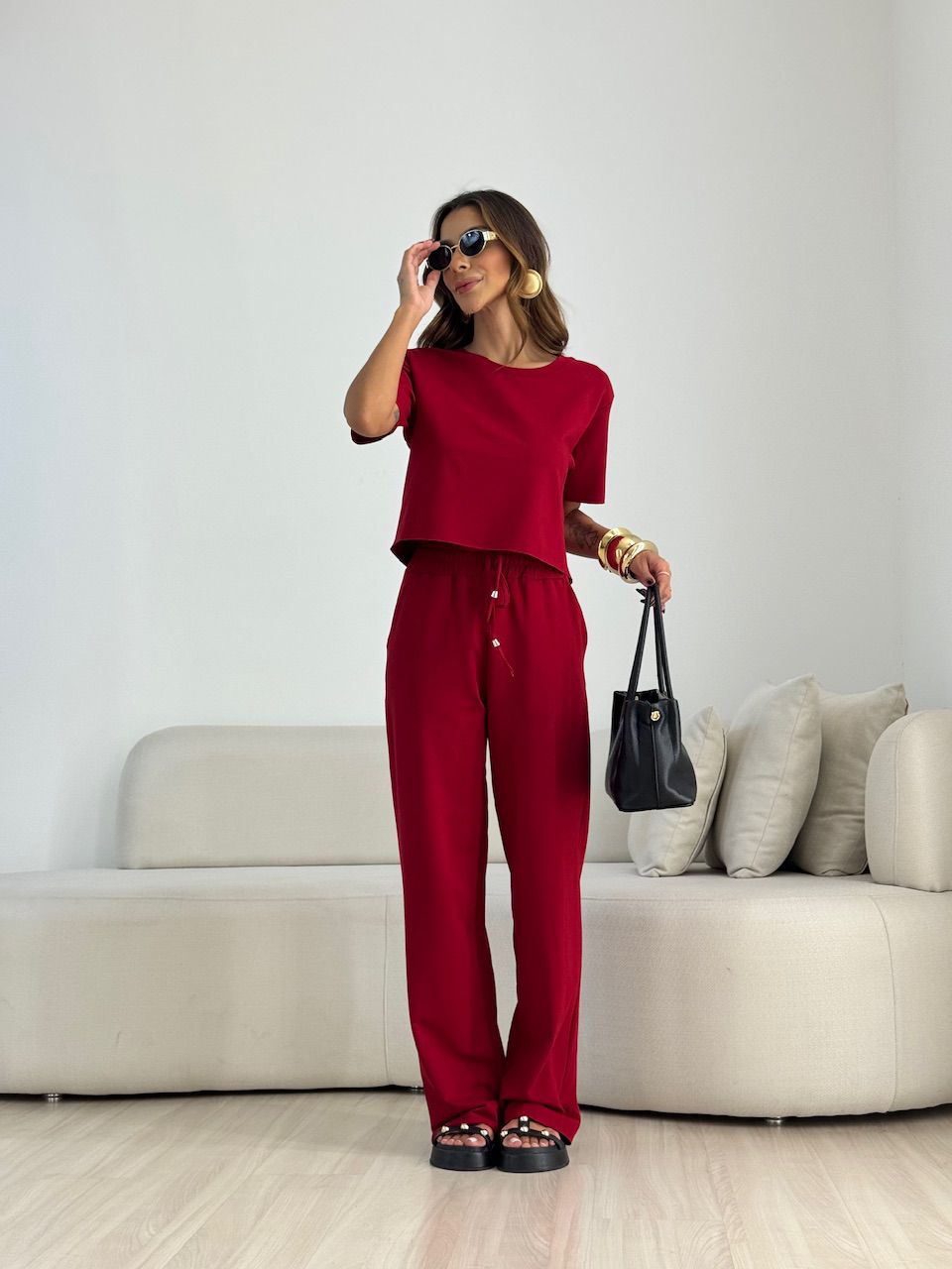 CONJUNTO DANIELE CALÇA VERMELHO - 0071730006 - CAROLLA FERRARO