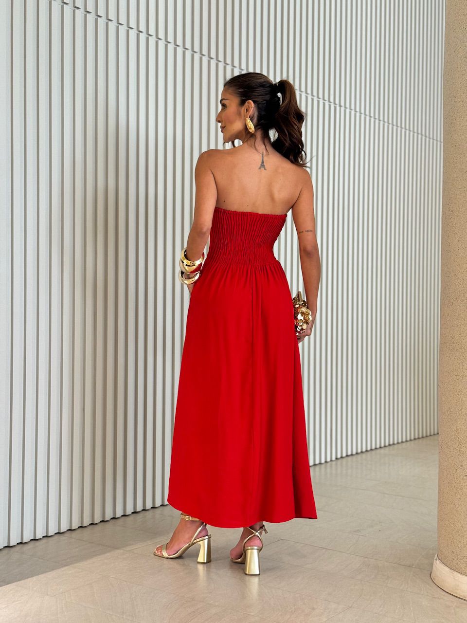 VESTIDO ANASTACIA LASTEX VERMELHO