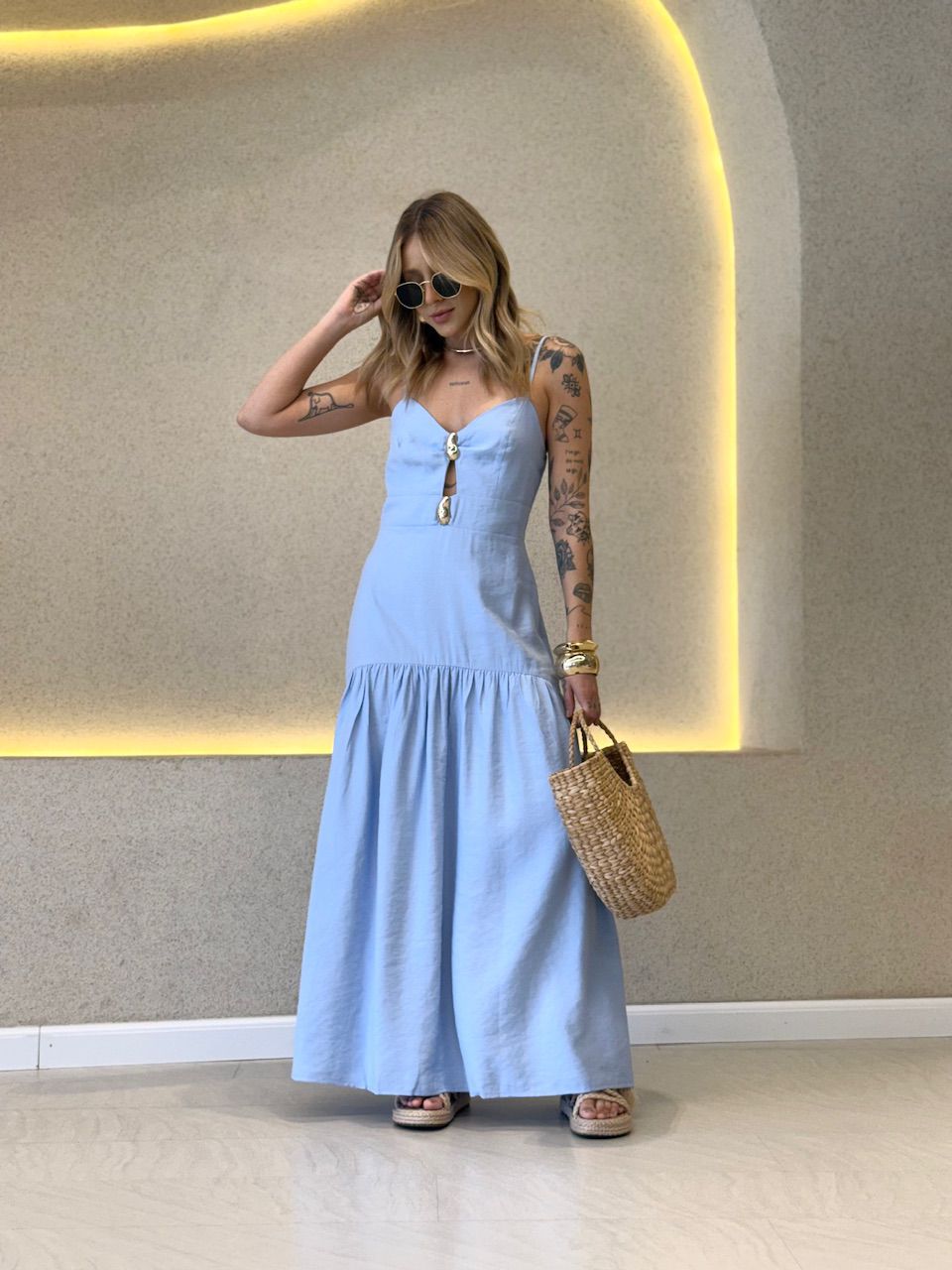VESTIDO ANABELA ALÇA BABY BLUE - 0071740365 - CAROLLA FERRARO