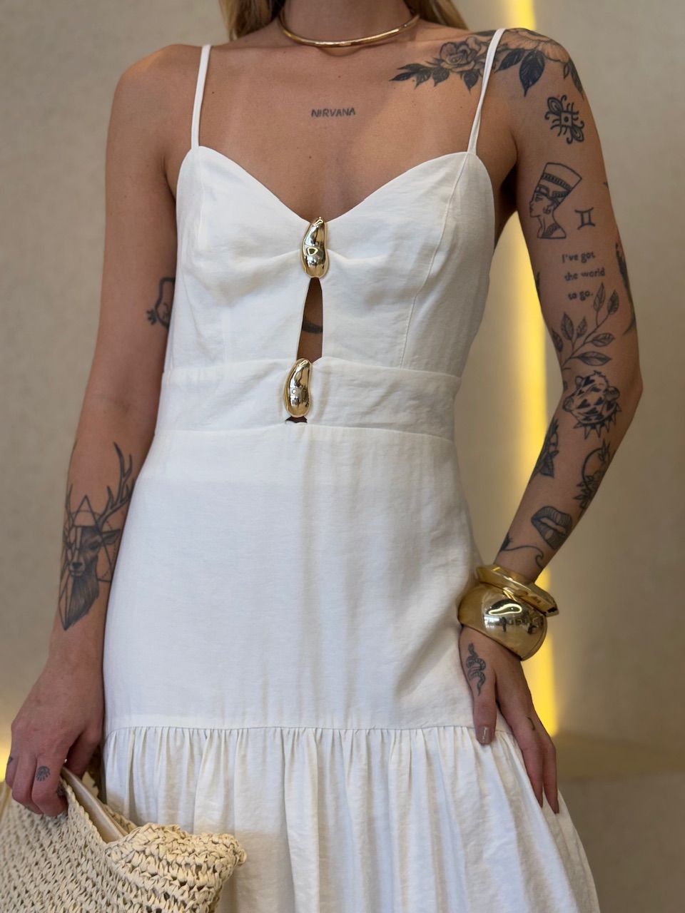 VESTIDO ANABELA ALÇA MARFIM