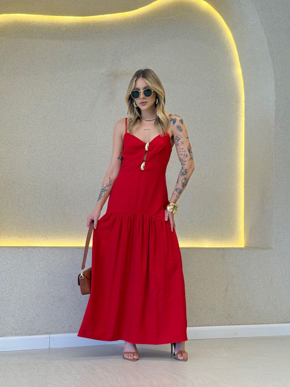 VESTIDO ANABELA ALÇA VERMELHO - 0071740006 - CAROLLA FERRARO