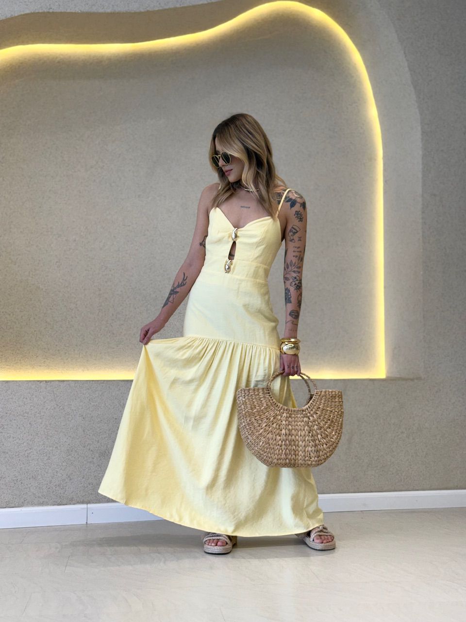 VESTIDO ANABELA ALÇA YELLOW BUTTER - 0071740431 - CAROLLA FERRARO
