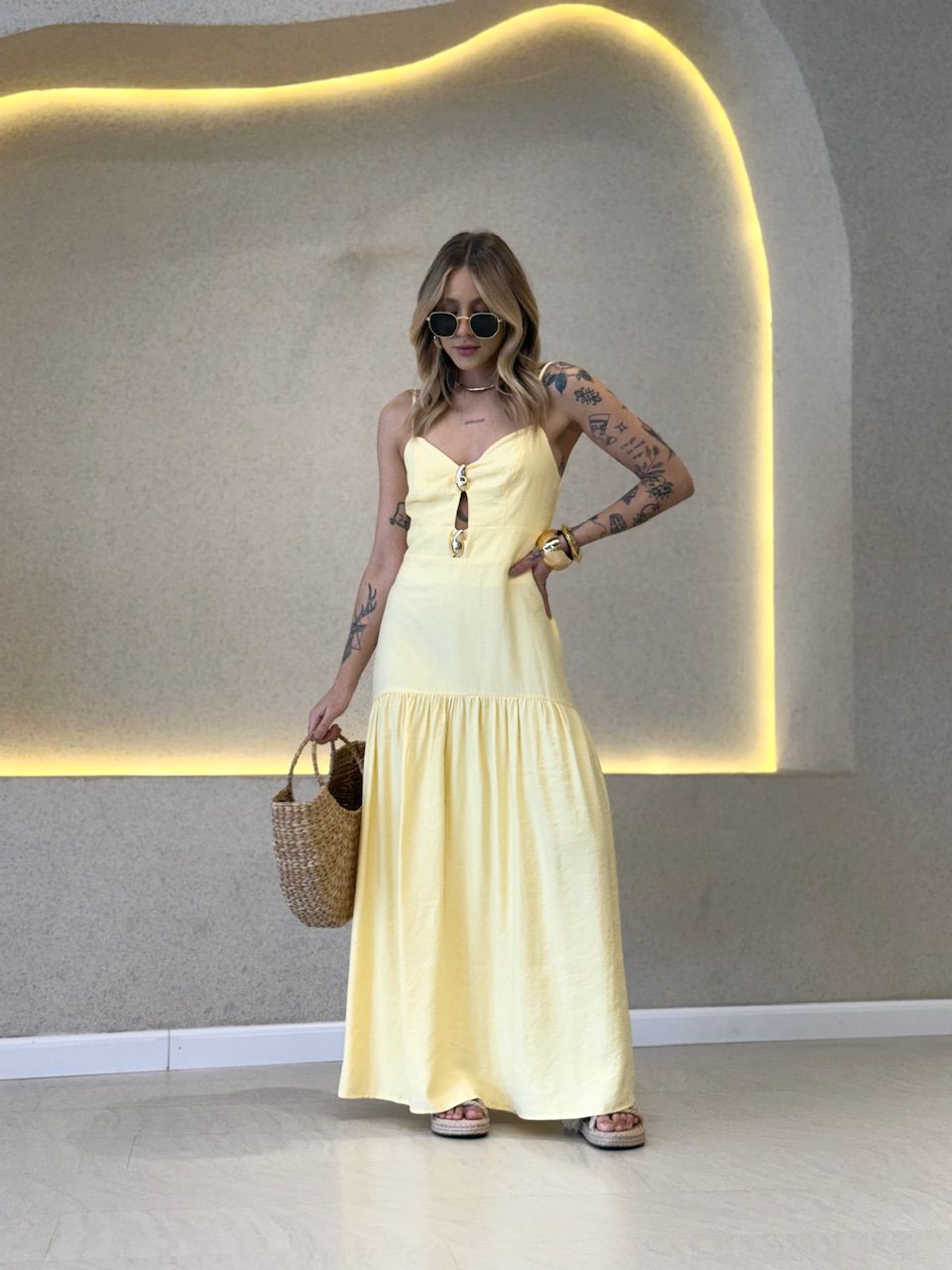 VESTIDO ANABELA ALÇA YELLOW BUTTER