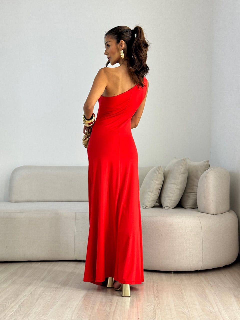 VESTIDO ANDREA NULA MANGA VERMELHO