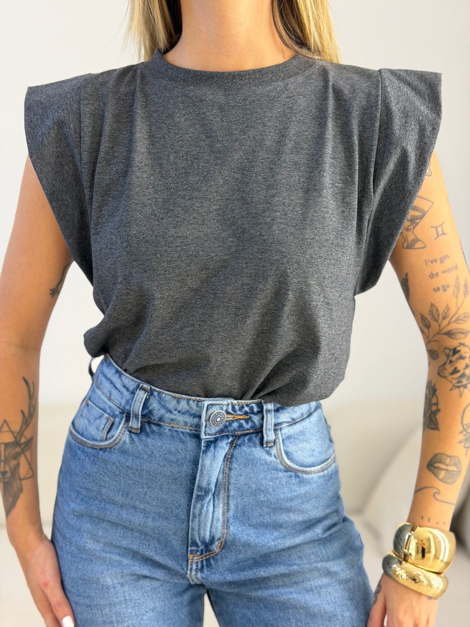 BLUSA MAITÊ CF MUSCLE Chumbo