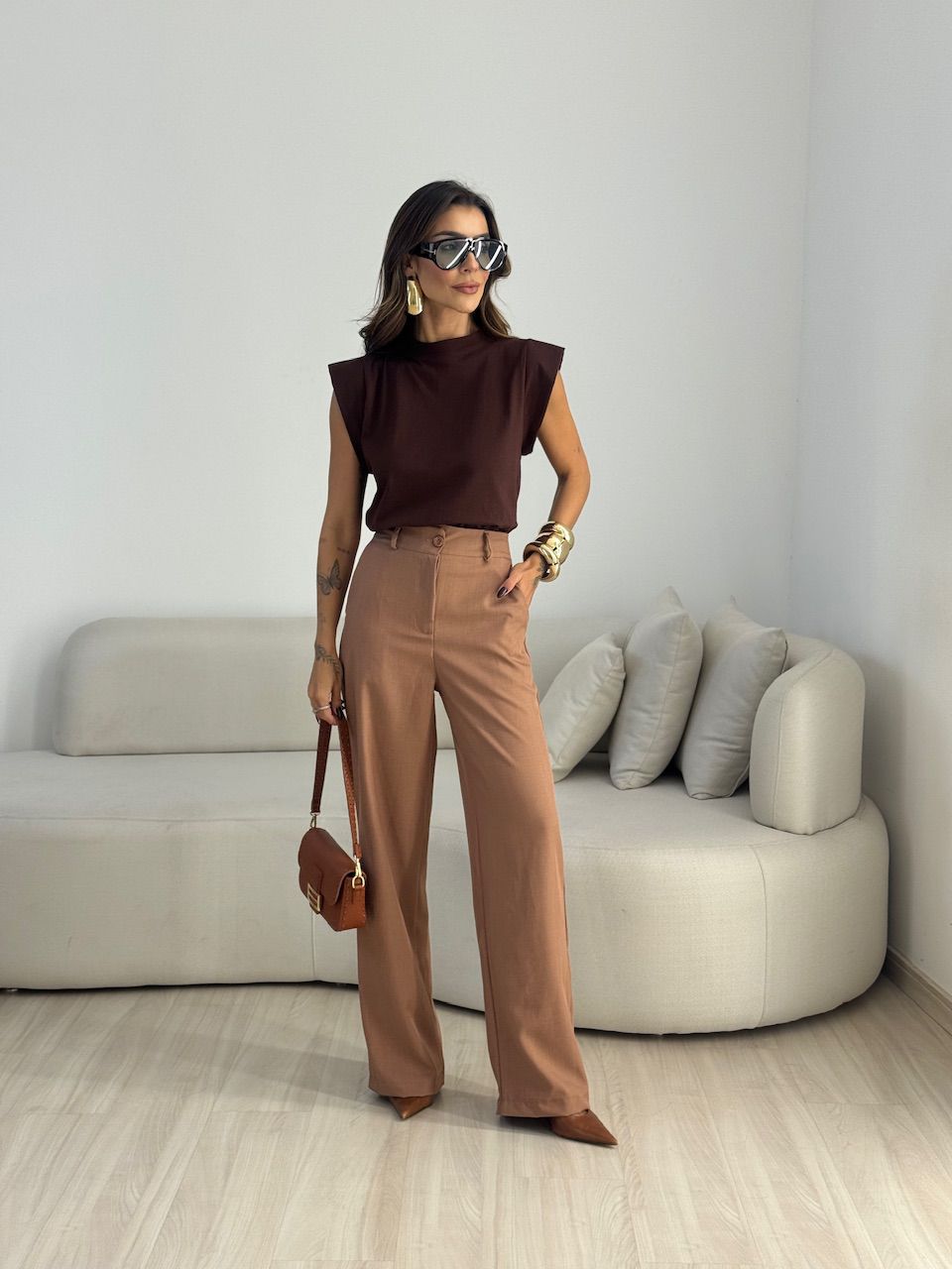 BLUSA MAITÊ CF MUSCLE MARROM