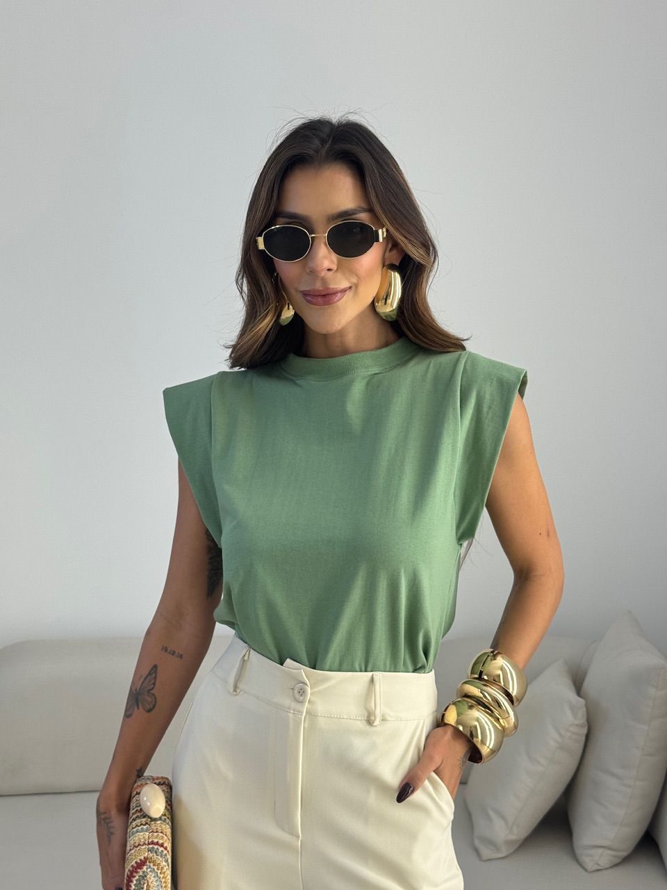 BLUSA MAITÊ CF MUSCLE verde - 0073350014 - CAROLLA FERRARO