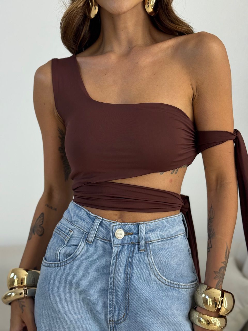 BLUSA MAJU CF AMARRAÇÃO MARROM