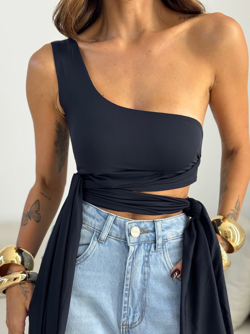 BLUSA MAJU CF AMARRAÇÃO PRETO