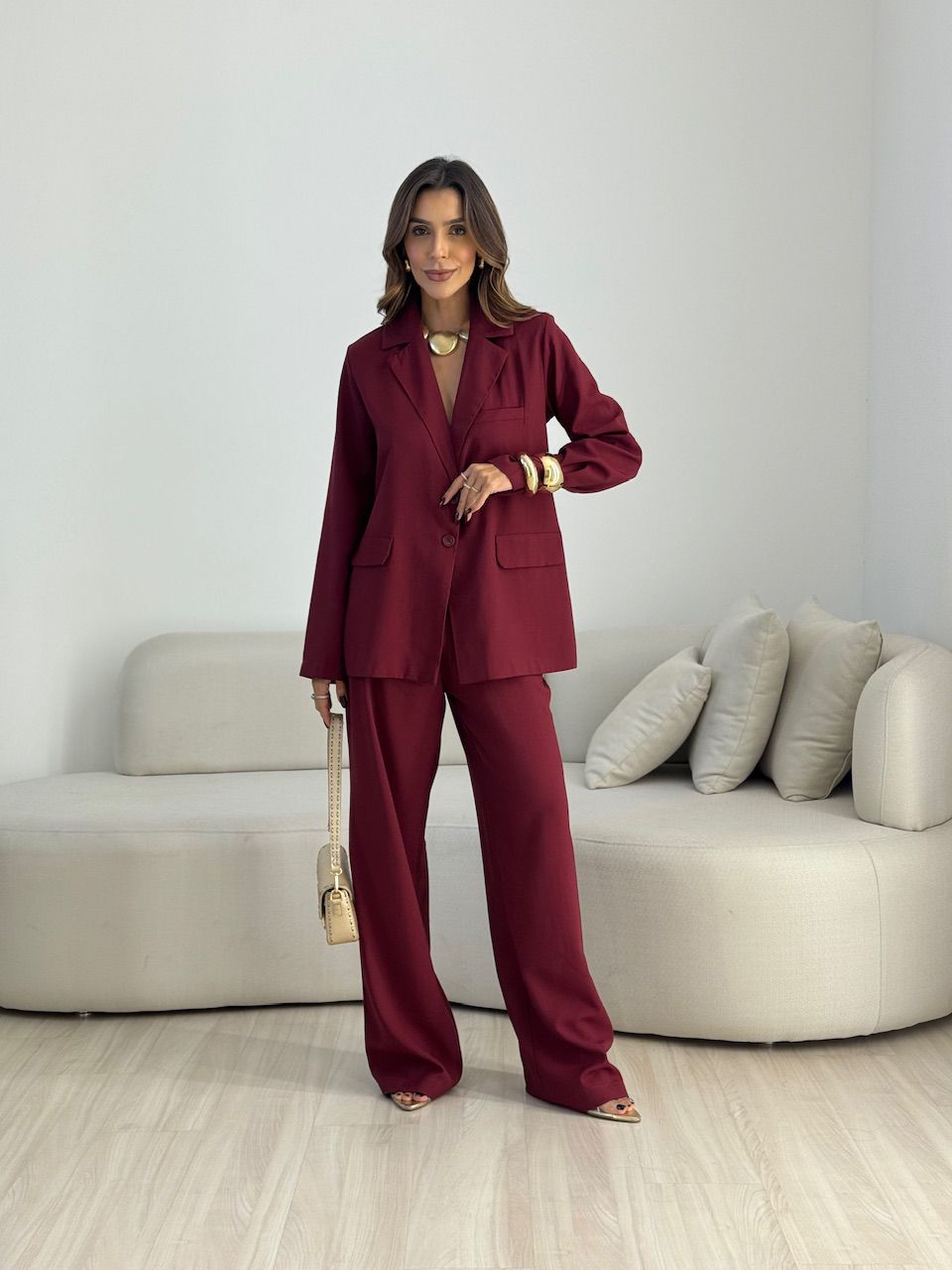 CONJUNTO LAVÍNIA BLAZER VINHO - 0073370168 - CAROLLA FERRARO