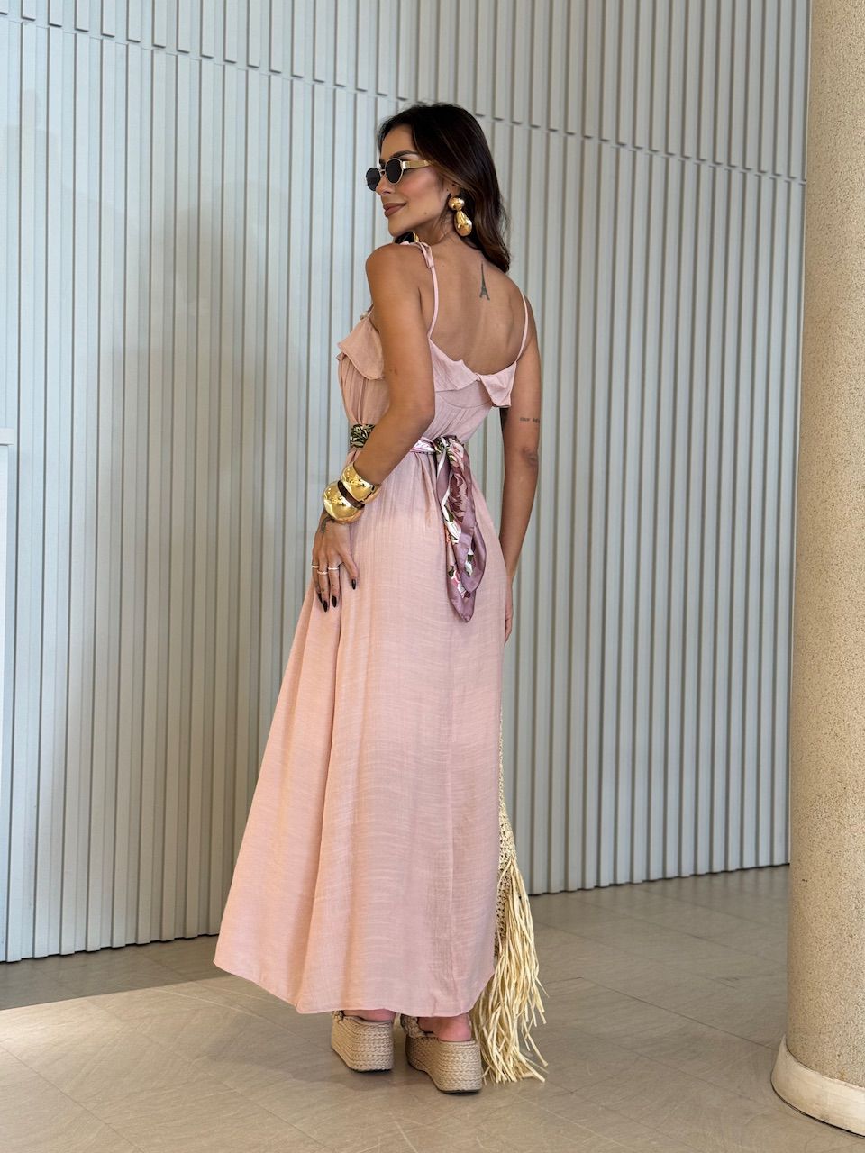 VESTIDO MONIQUE LONGUETE BABY PINK
