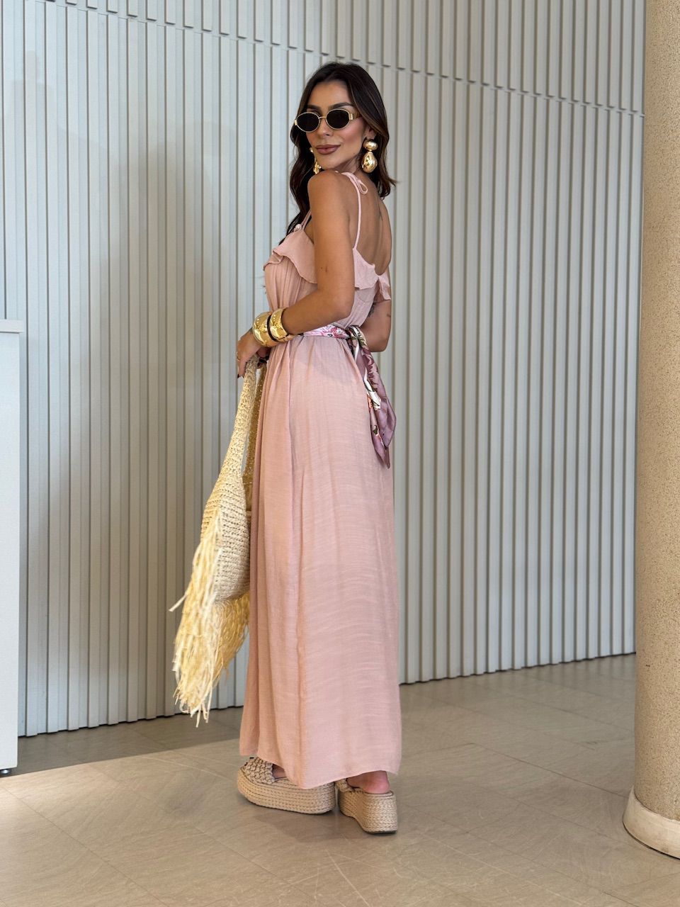 VESTIDO MONIQUE LONGUETE BABY PINK