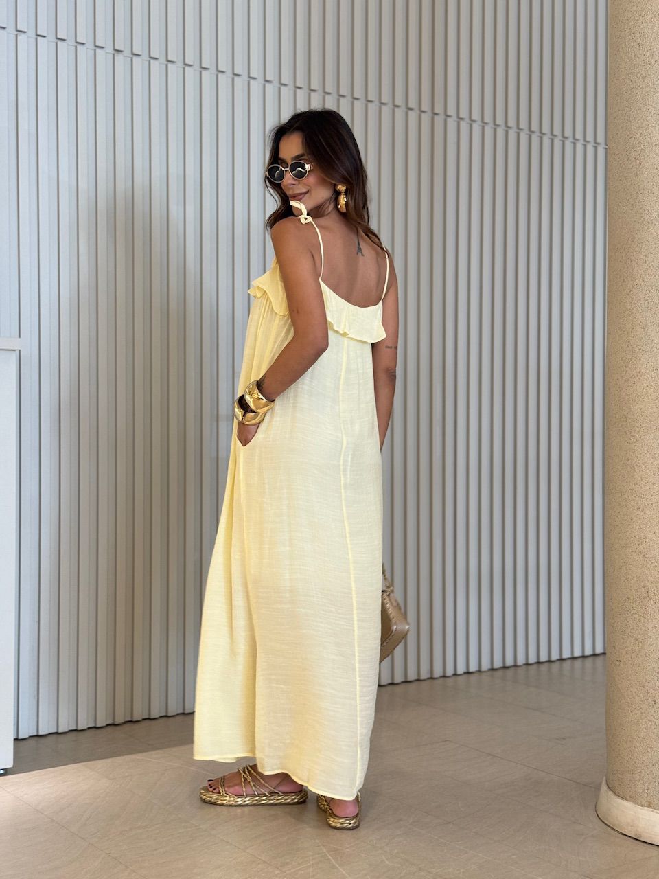 VESTIDO MONIQUE LONGUETE YELLOW BUTTER